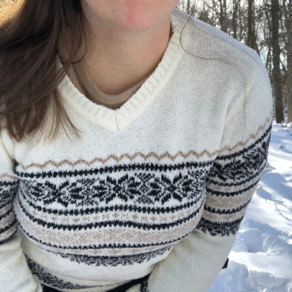 Croft and Barrow M White Soft Cabin Sweater circa Y2k - Picture 5 of 9